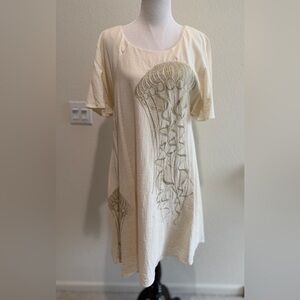 Anthropologie Floreat Jellyfish Print Cream Dress size 14